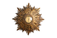 Large Vintage Mid-Century Large Gilt wood Sunburst Clock