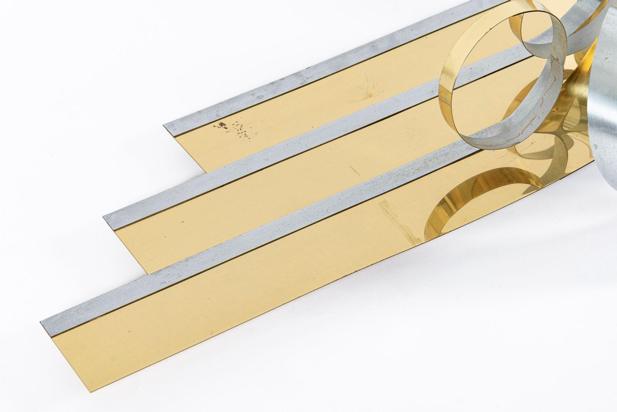 Große Vintage Mid Century Metal Ribbon Wall Art Skulptur von Curtis Jere 1980s im Angebot 1