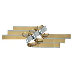 Large Vintage Mid Century Metal Ribbon Wall Art Sculpture by Curtis Jere 1980s