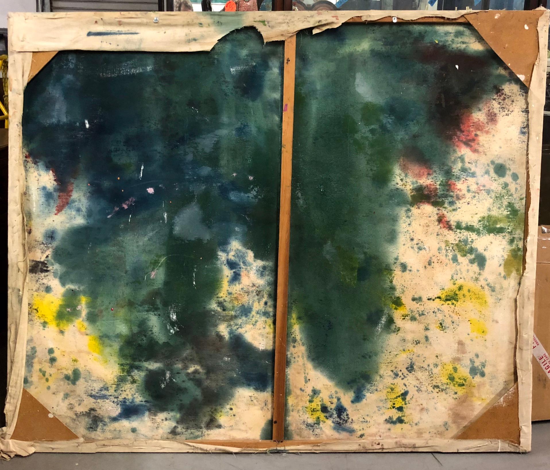Large Vintage Mid Century Modern Abstract Painting In Good Condition For Sale In Bradenton, FL
