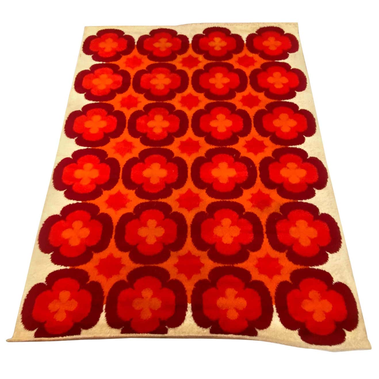 Large Vintage Mid-Century Modern Rya Rug German, 1970s at 1stDibs