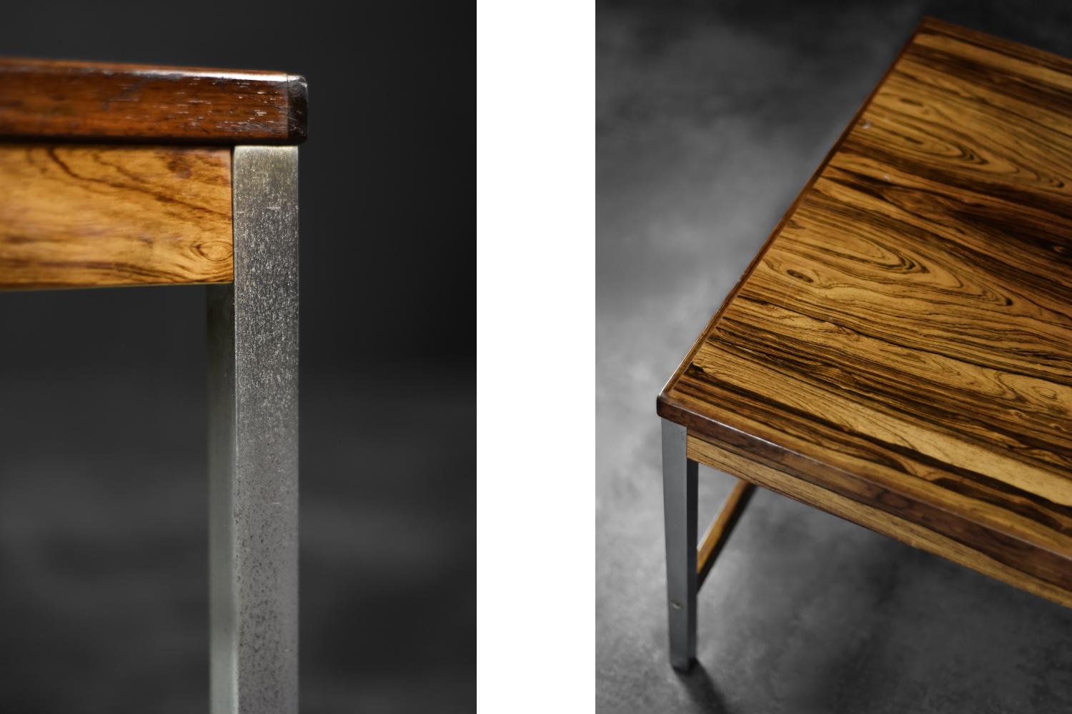 Large Vintage Mid-Century Modern Swedish Rosewood & Aluminum Coffee Table For Sale 7