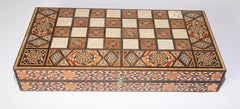 Large Vintage Midcentury Complete Syrian Inlaid Mosaic Backgammon and Chess Game
