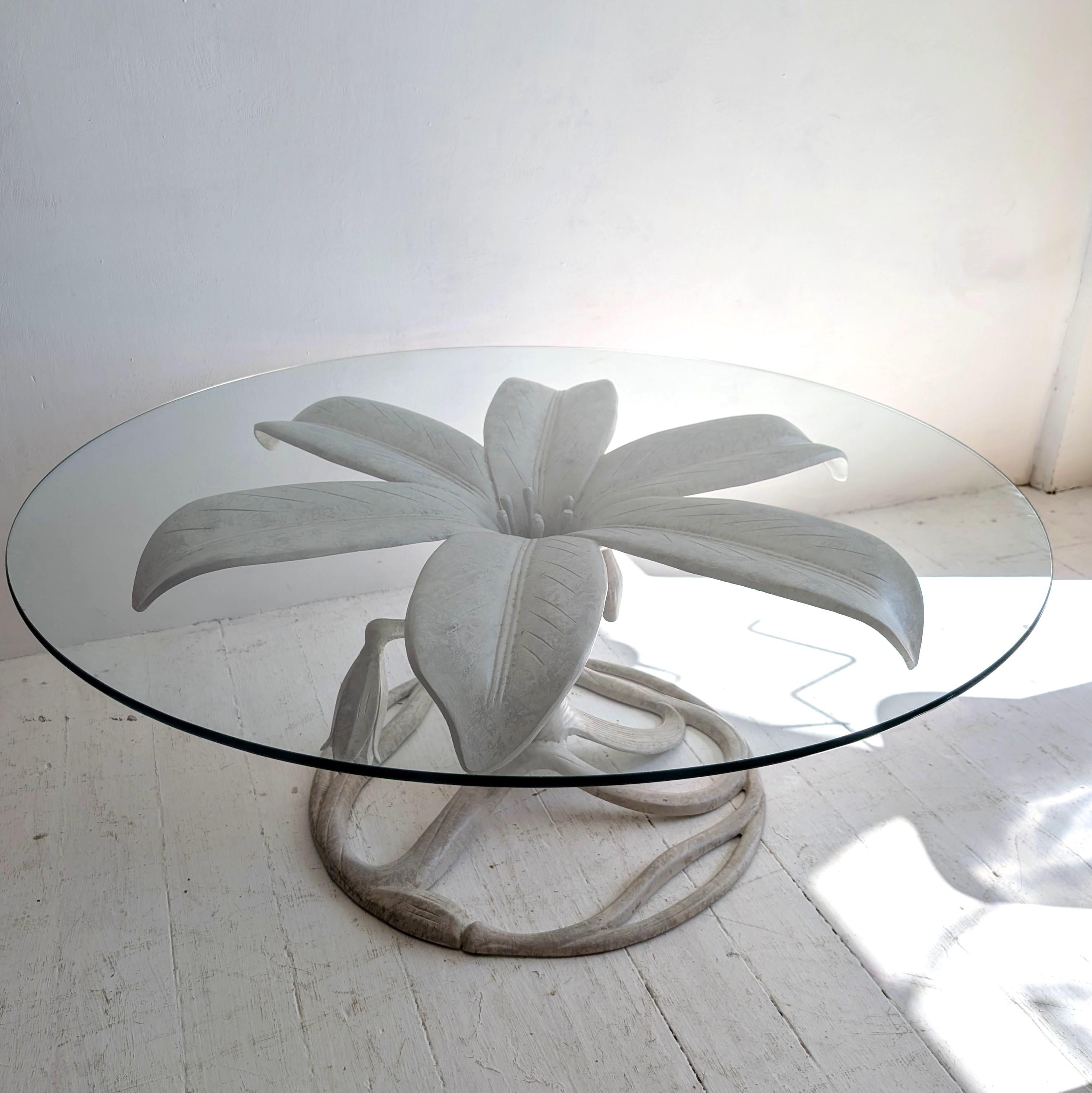 20th Century Large vintage midcentury lily flower coffee table by Arthur Court, USA 1970s