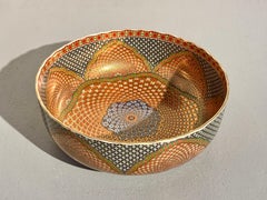 Large Vintage Minoyaki Kozan Gamma Op-Art Bowl, Showa Era, 1970's, Japan