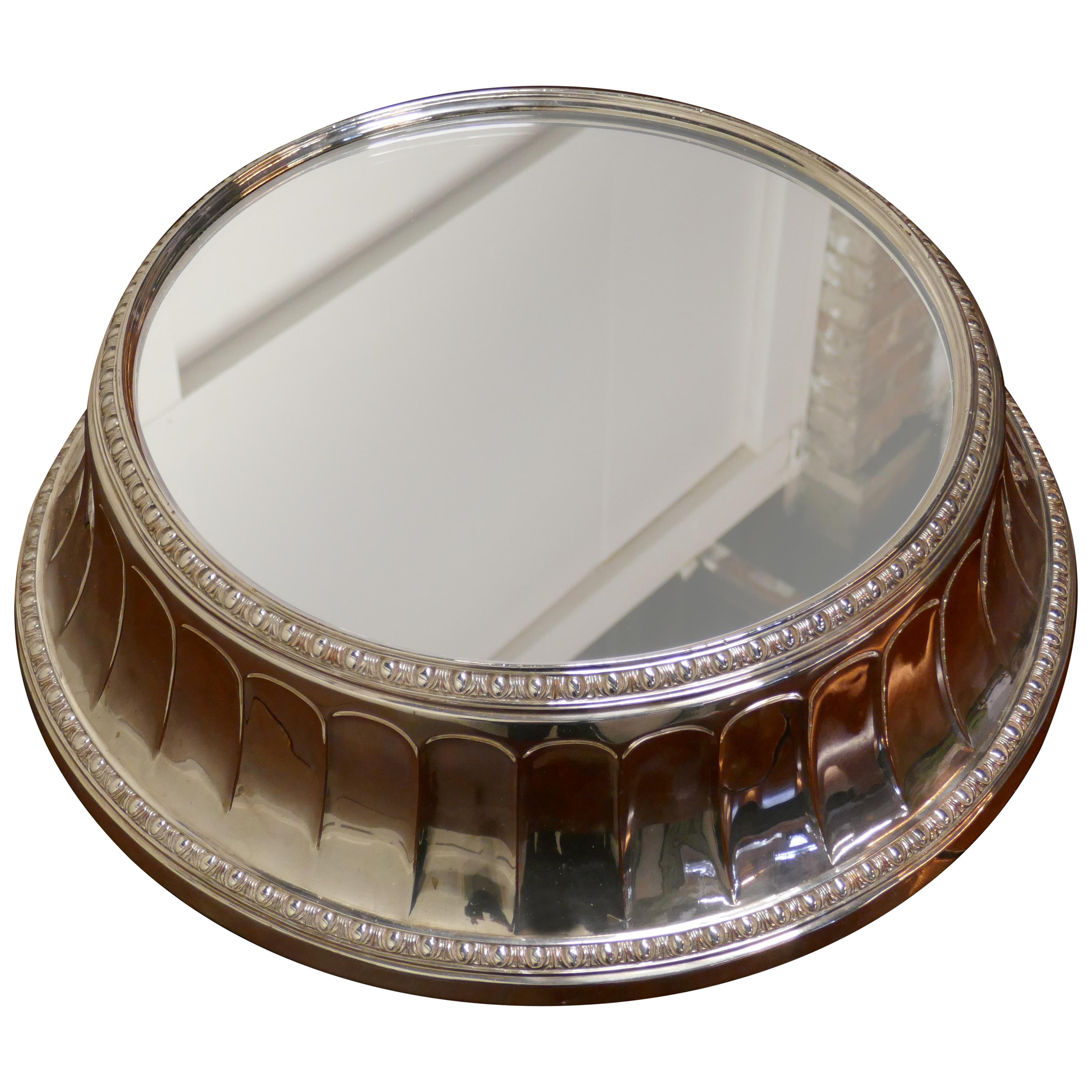 Large Vintage Mirror Top Elkington Silver Plate Wedding Cake Stand