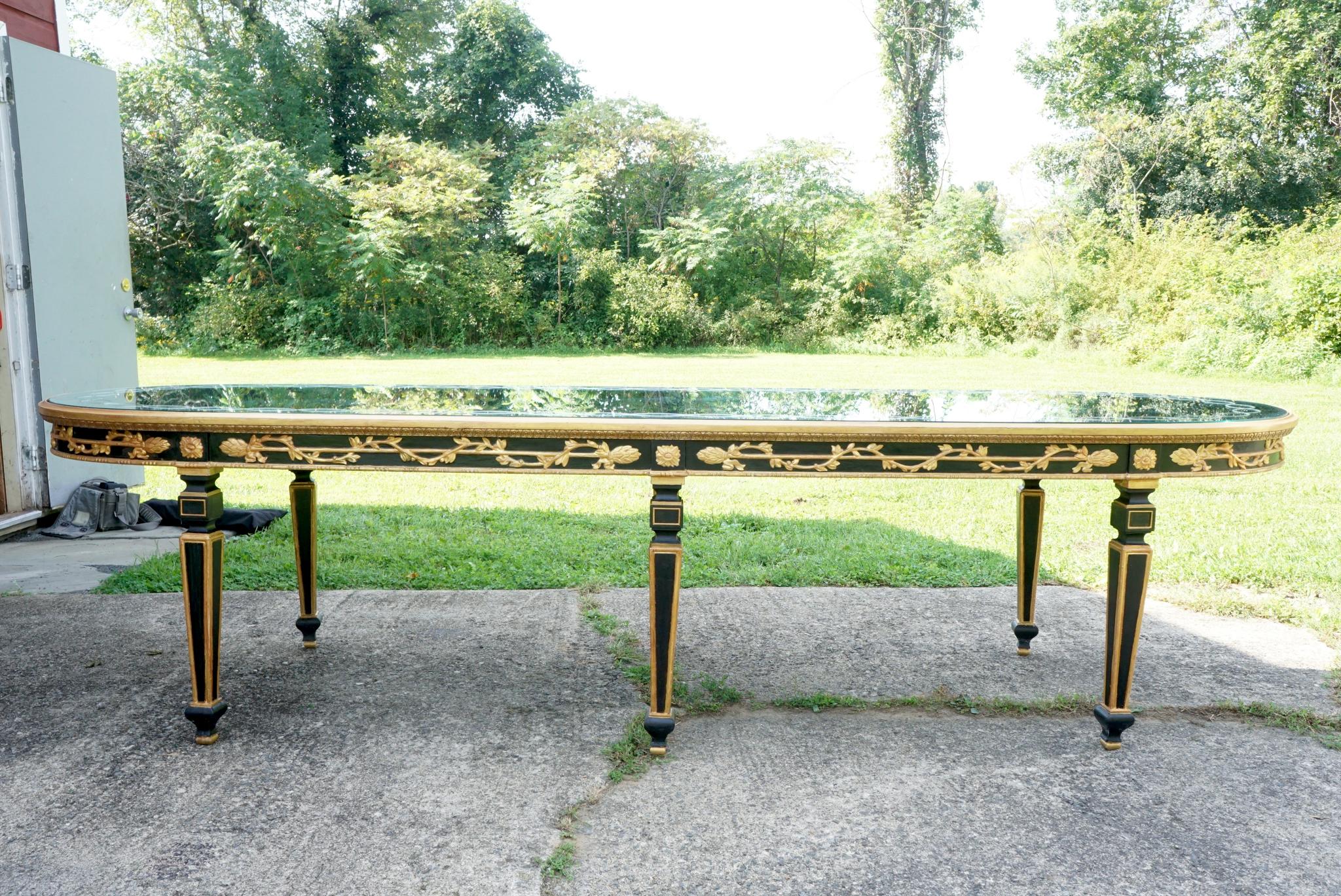 Large Vintage Mirror Topped Dining Table in the Manner of Jansen For Sale 7