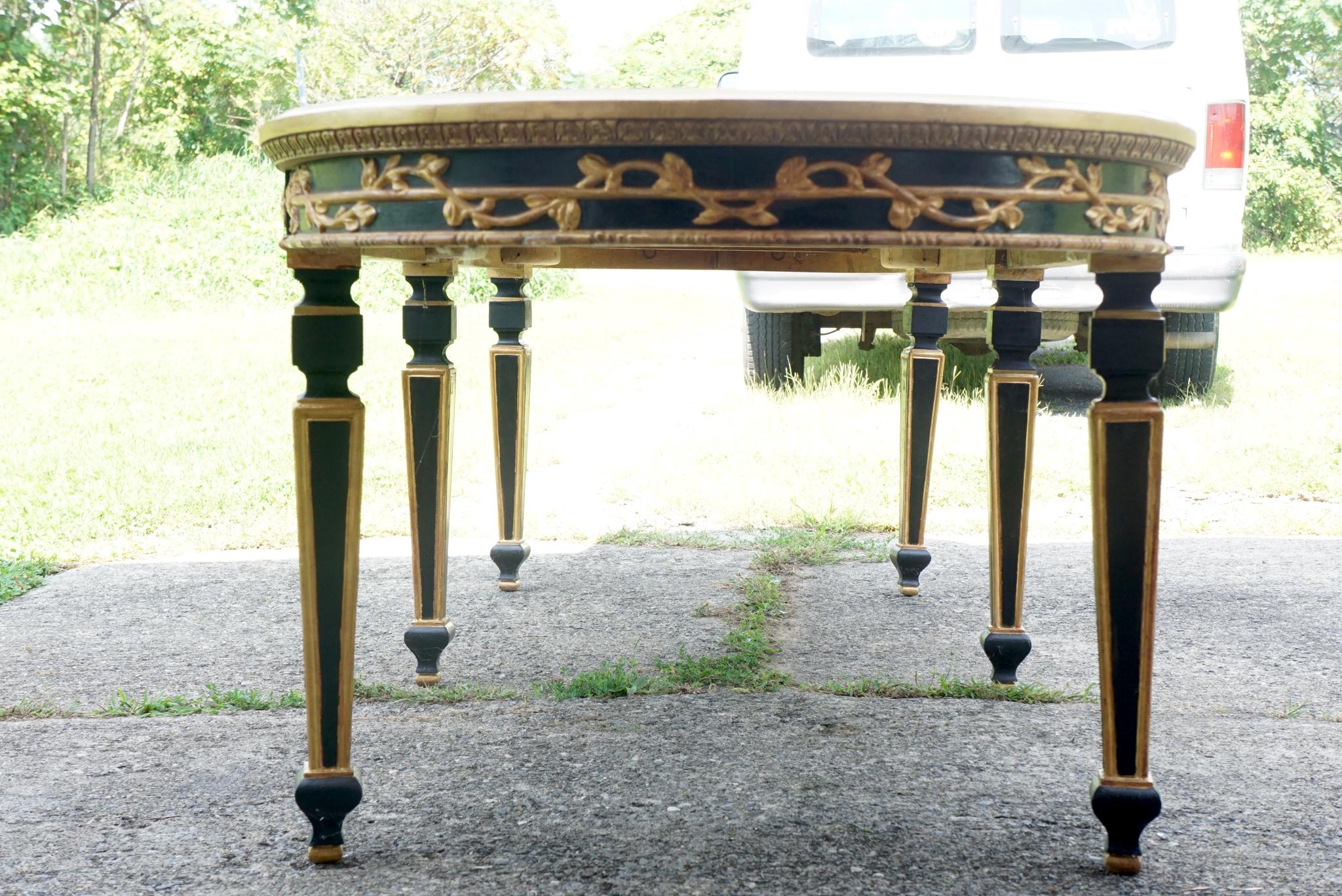 20th Century Large Vintage Mirror Topped Dining Table in the Manner of Jansen For Sale
