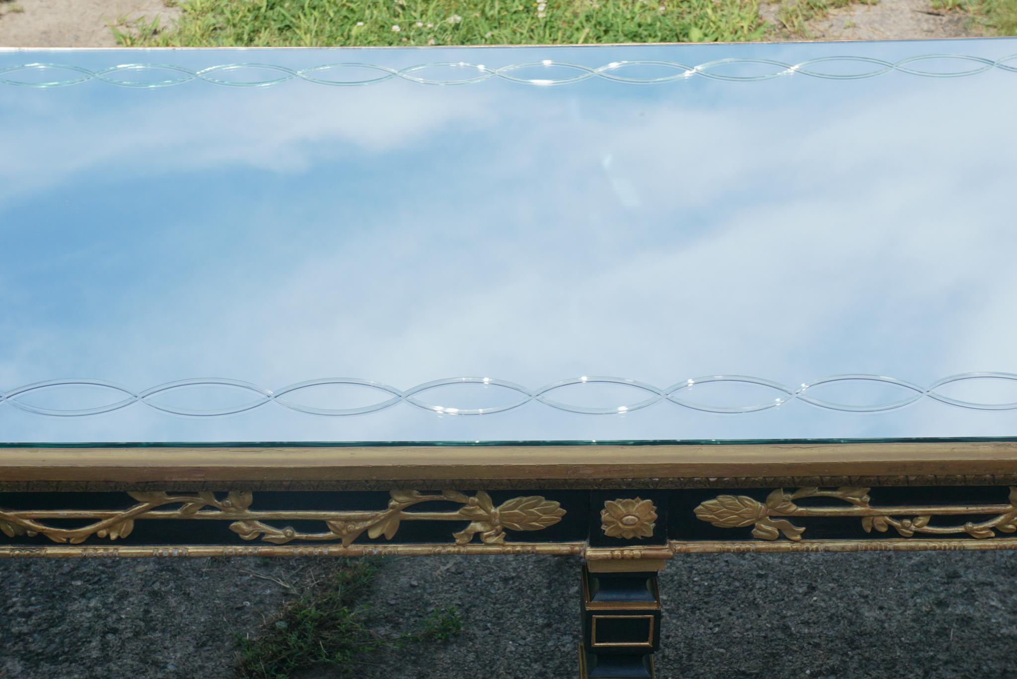 Large Vintage Mirror Topped Dining Table in the Manner of Jansen For Sale 3
