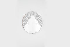 Large Vintage Mirror with silkscreen, from 1950s.