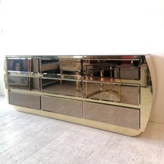 Large Vintage Mirrored Sideboard with Nine Drawers by Ello, USA, 1980s