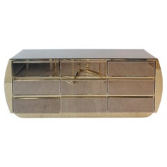 Large Vintage Mirrored Sideboard with Nine Drawers by Ello, USA, 1980s