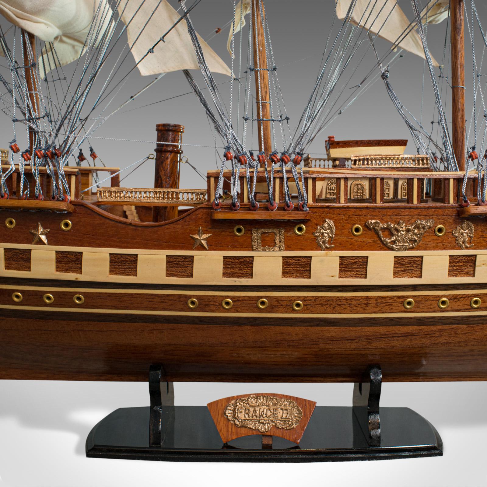 Large Vintage Model, France II, English, Mahogany, Collectible, Ship, Display 5
