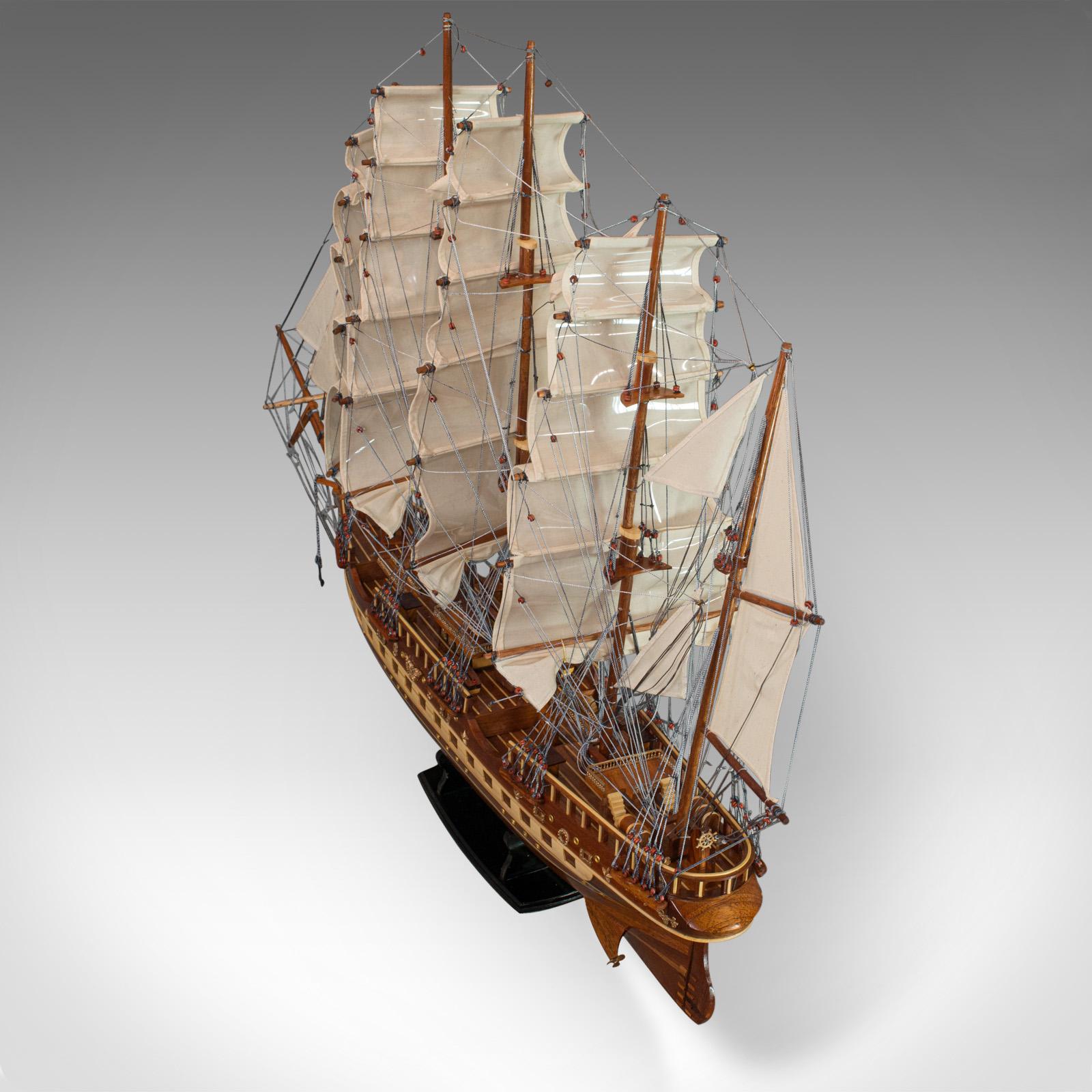 Large Vintage Model, France II, English, Mahogany, Collectible, Ship, Display 1