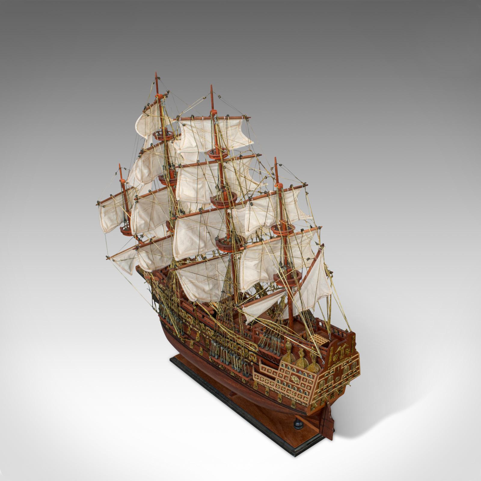 Large Vintage Model, Sovereign of the Seas, English, Mahogany, Collectible, Ship In Good Condition In Hele, Devon, GB