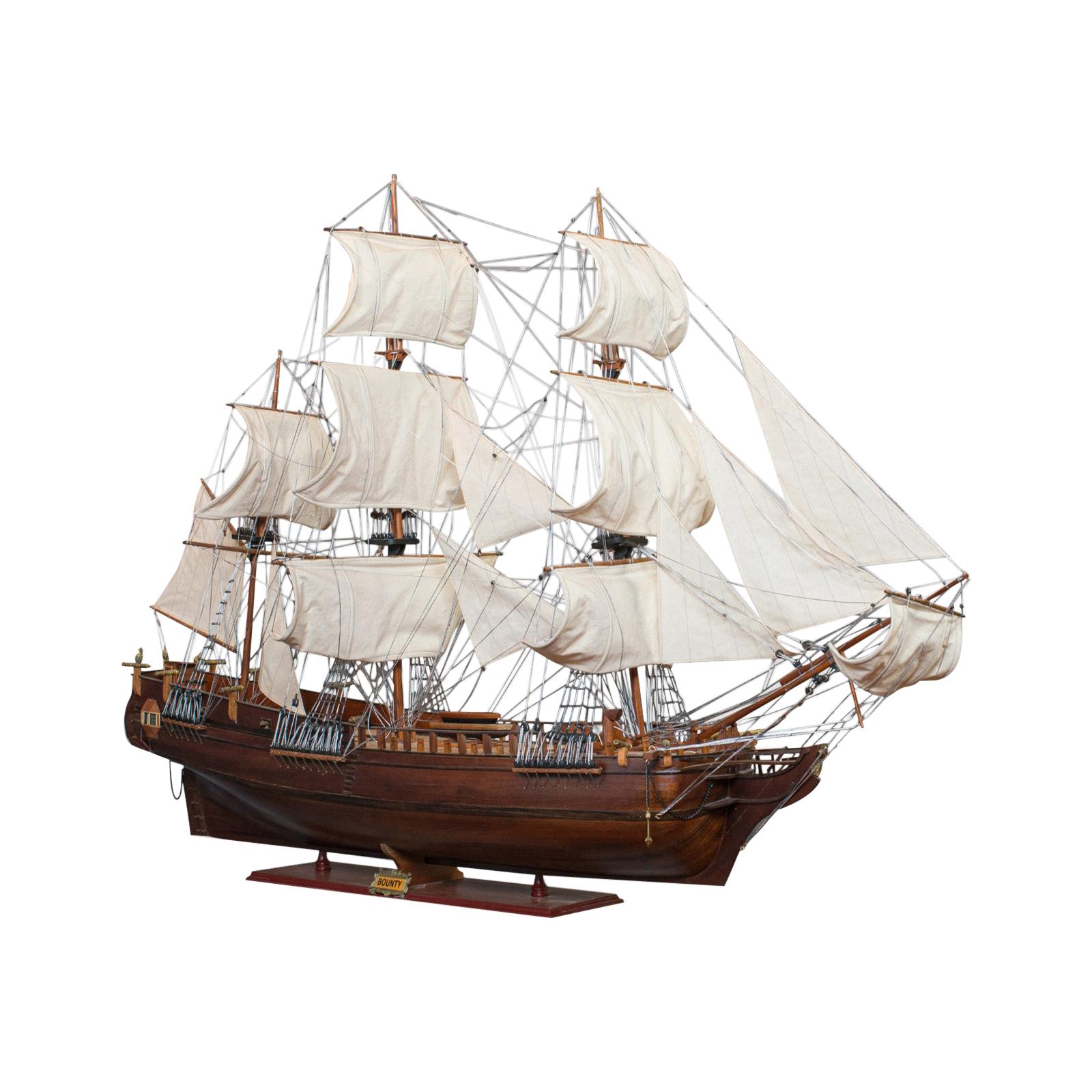 Large Vintage Model, the Bounty, English, Mahogany, Collectible, Ship, Display