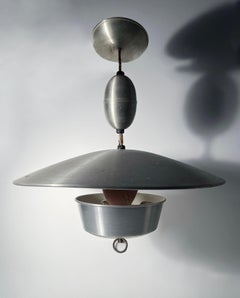 Large Vintage Modern Aluminum Hanging Pull Light Pendant