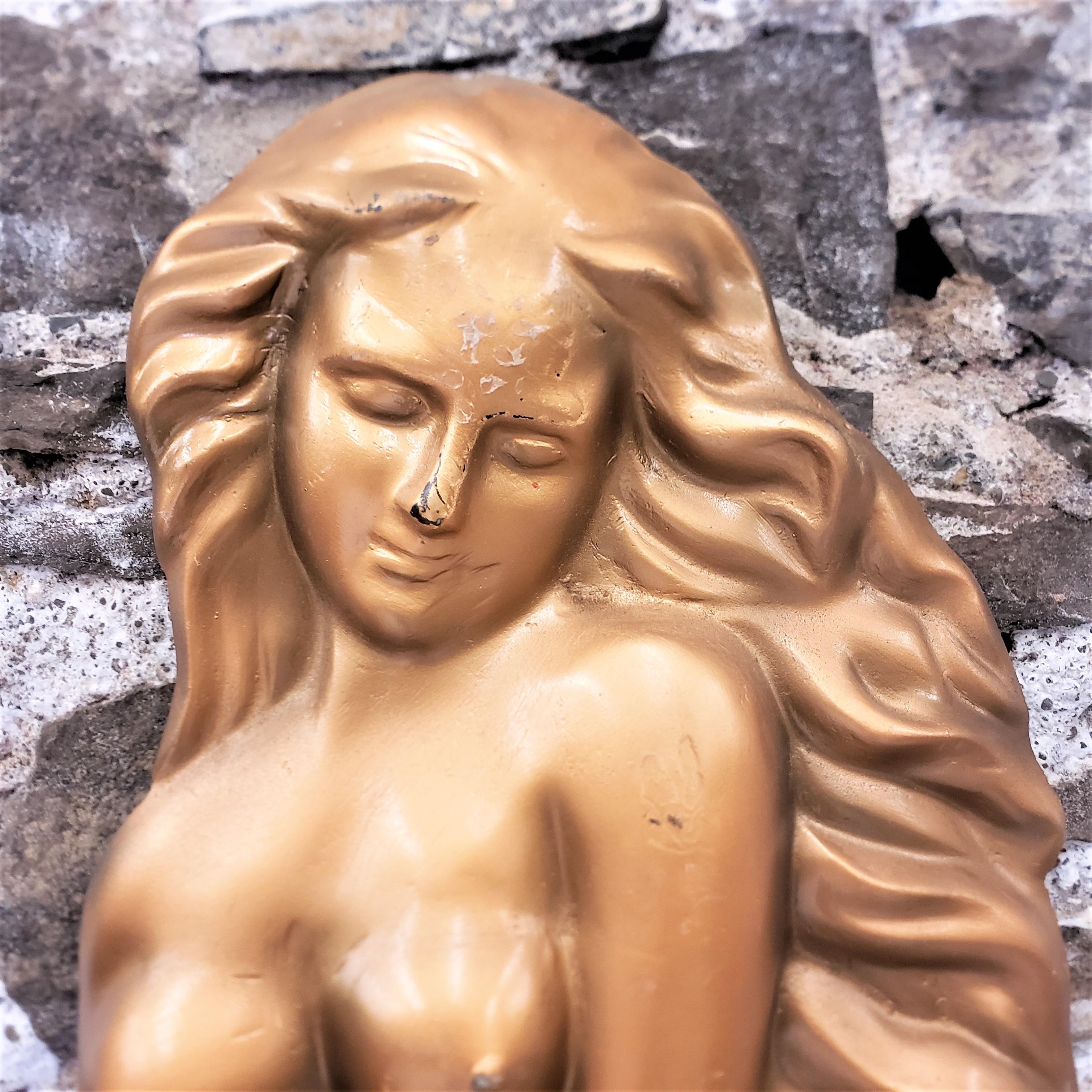 Canadian Large Vintage Molded Semi-Nude Neoclassical Styled Female Relief Wall Sculpture For Sale