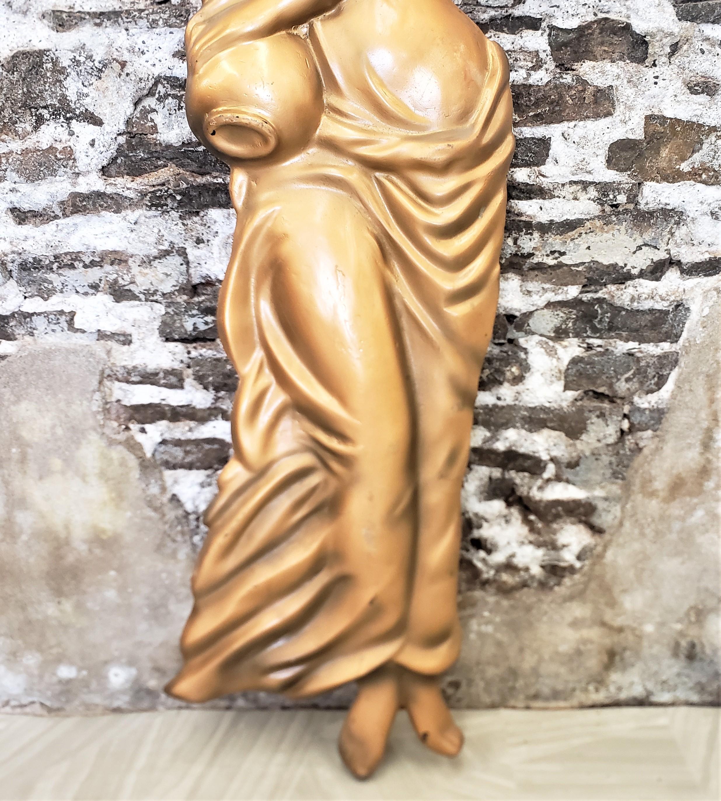 Cold-Painted Large Vintage Molded Semi-Nude Neoclassical Styled Female Relief Wall Sculpture For Sale