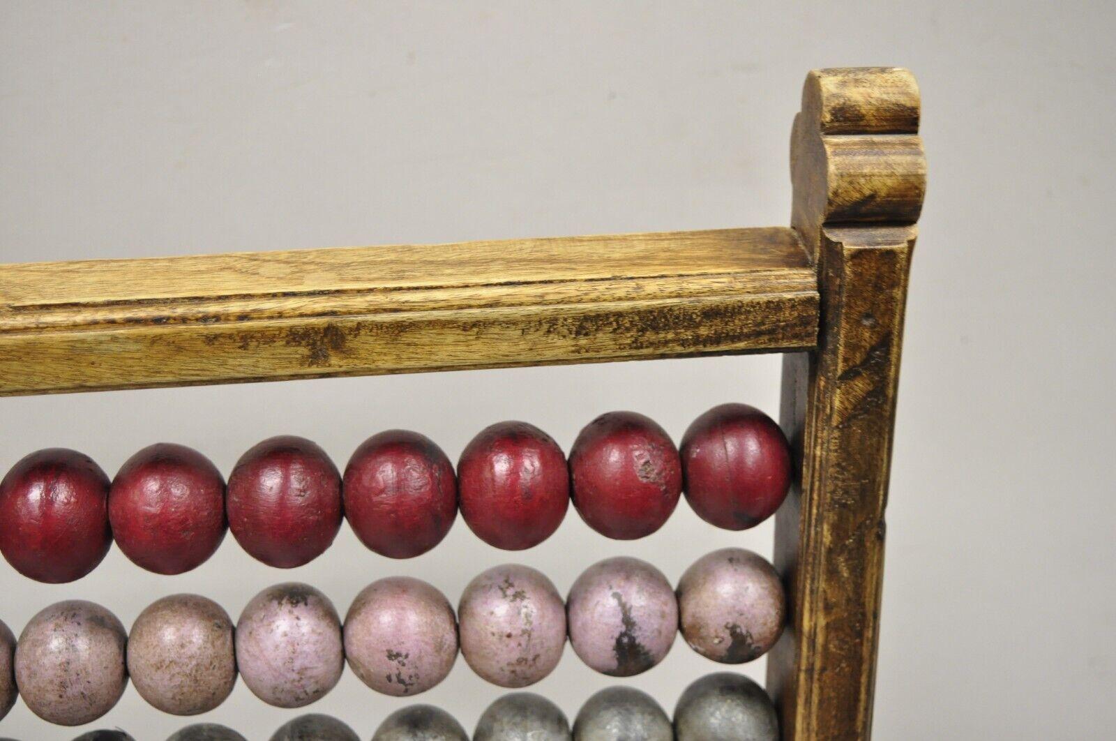 Large Vintage Mongolian Wooden Math Abacus with Painted Wooden Balls For Sale 3
