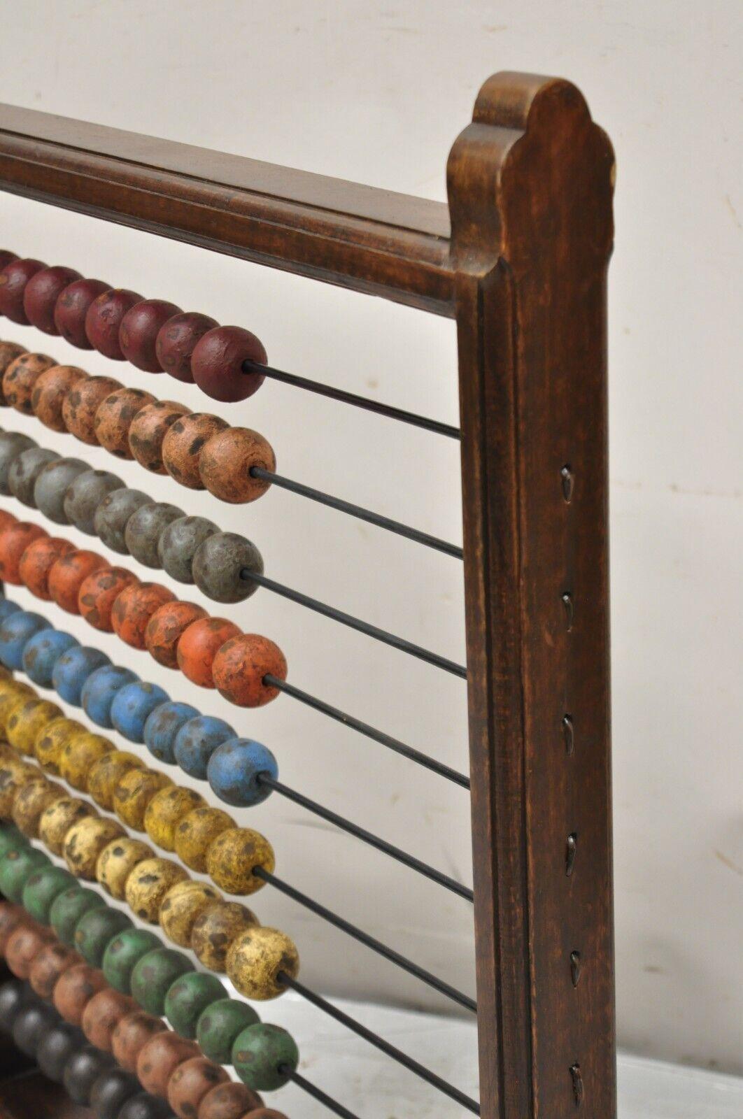 Chinese Export Large Vintage Mongolian Wooden Math Abacus with Painted Wooden Balls For Sale