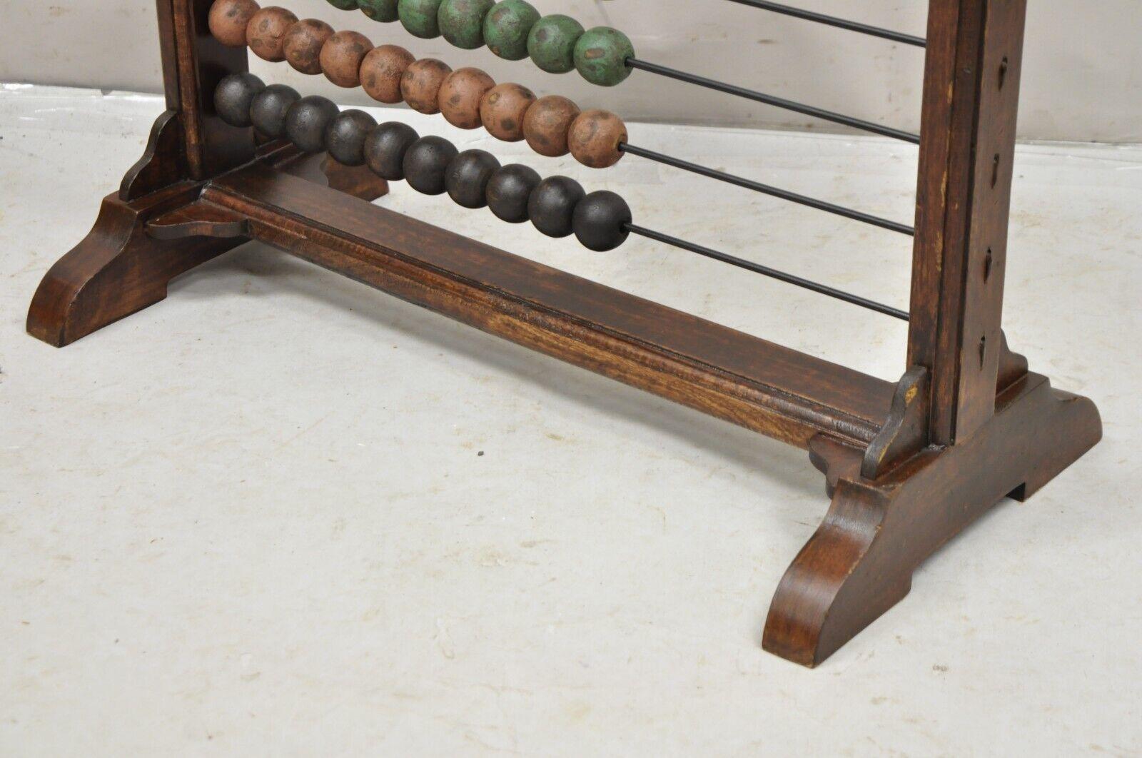 Large Vintage Mongolian Wooden Math Abacus with Painted Wooden Balls For Sale 2