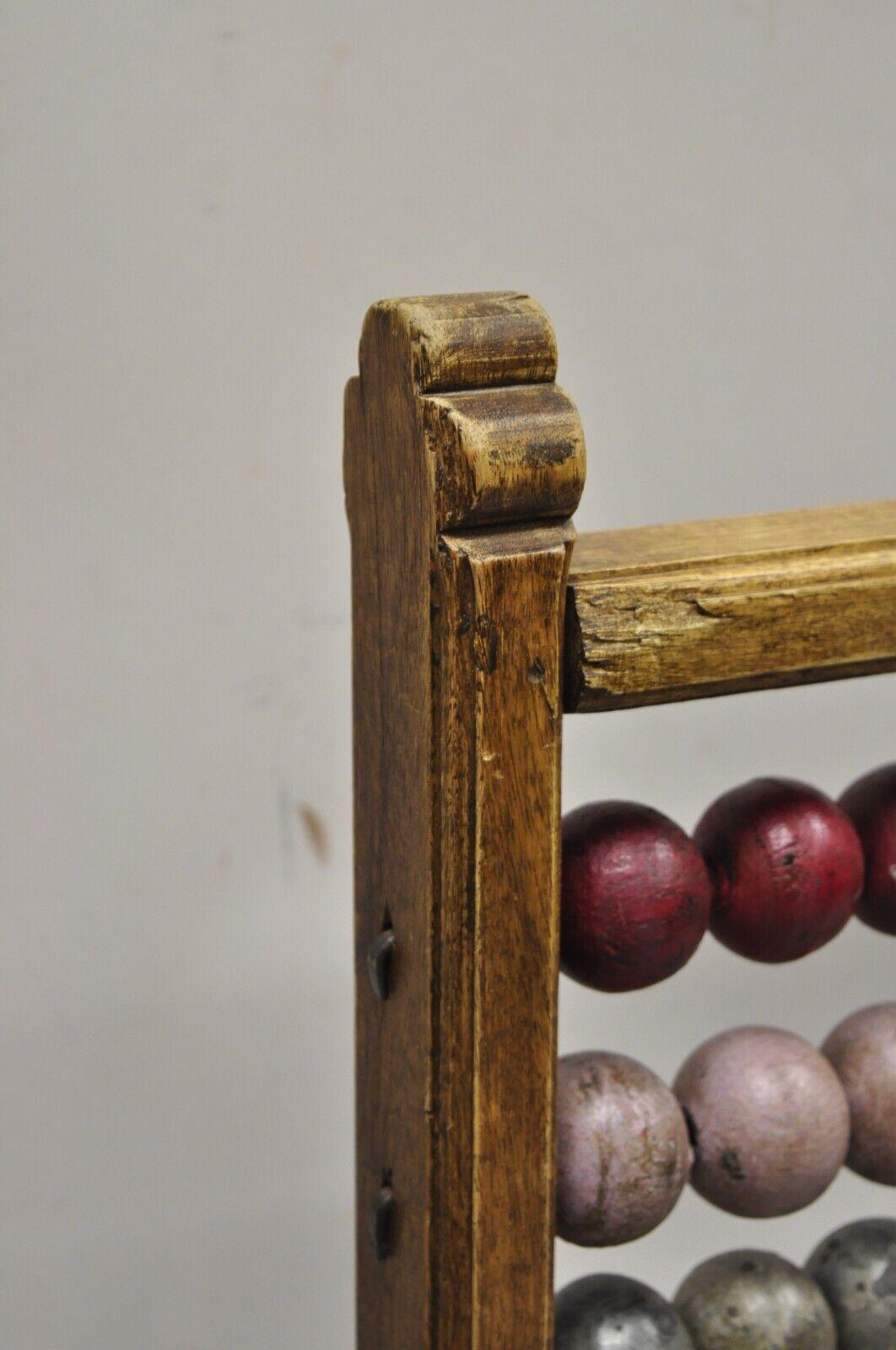 Large Vintage Mongolian Wooden Math Abacus with Painted Wooden Balls For Sale 1