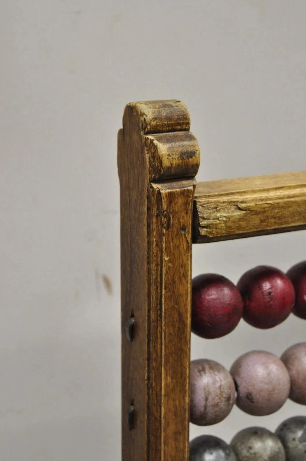 Grand boulier mathématique mongol vintage en bois avec boules en bois peintes en vente 2