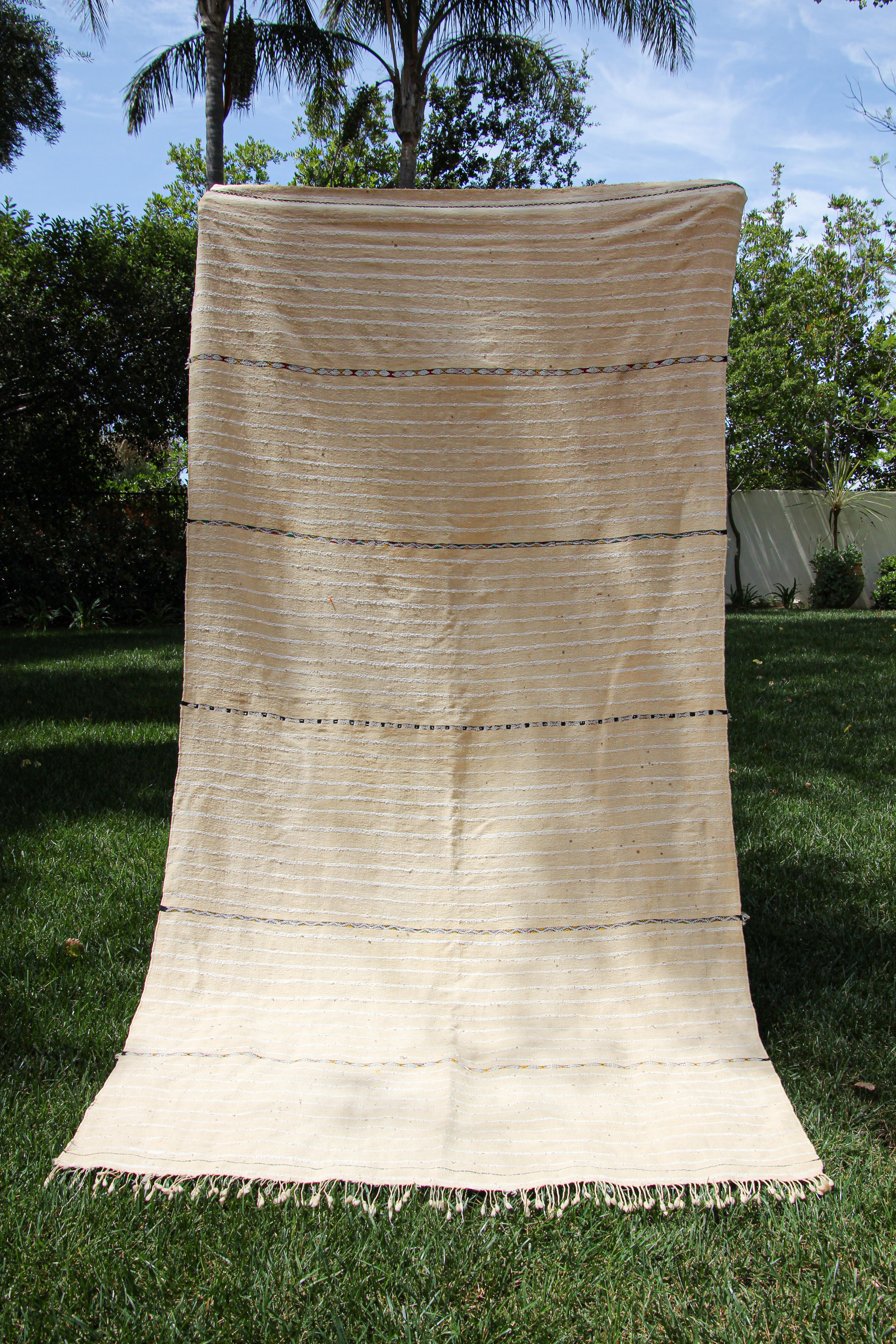 1960s Large Vintage Moroccan Wedding Berber Blanket Throw with Sequins For Sale 7