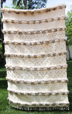 Large Vintage Moroccan Handcrafted Wedding Tribal Blanket Throw with Sequins