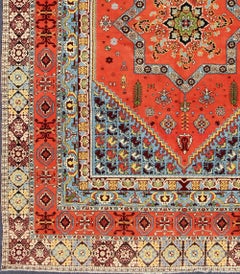 Large Colorful Vintage Moroccan Rug in Medallion Design and Tribal Elements