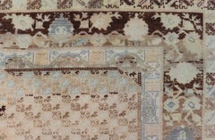 Large Vintage Moroccan Rug with Star Medallion in Light Green, Brown