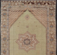 Large Vintage Moroccan Rug with Star Medallion in Light Green, Brown