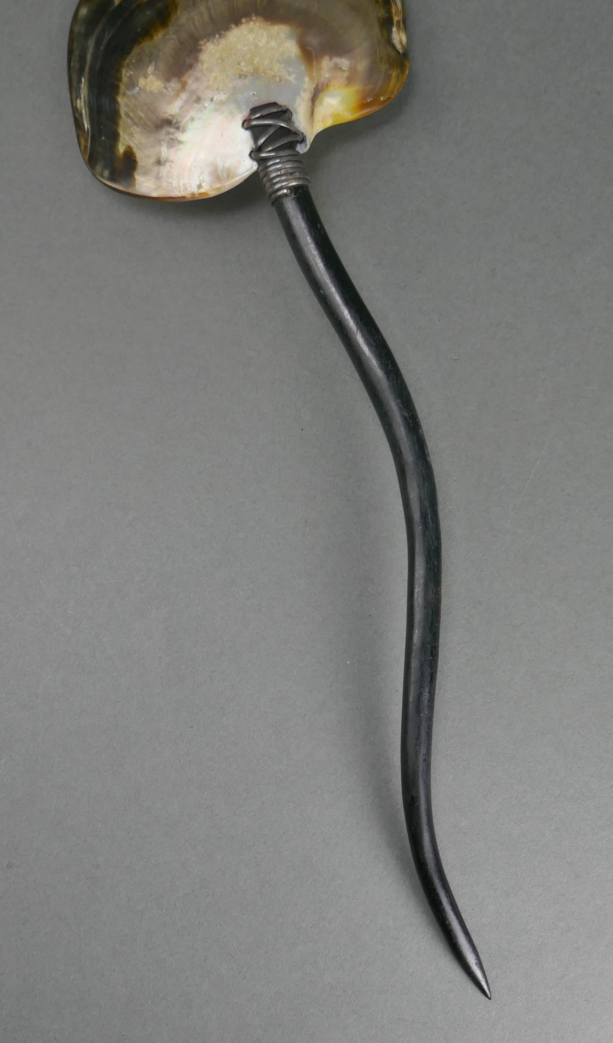 Großer Vintage-Servierlöffel mit Perlmuttschale - Ebenholz - Ebenholz - Sterlingsilber 15