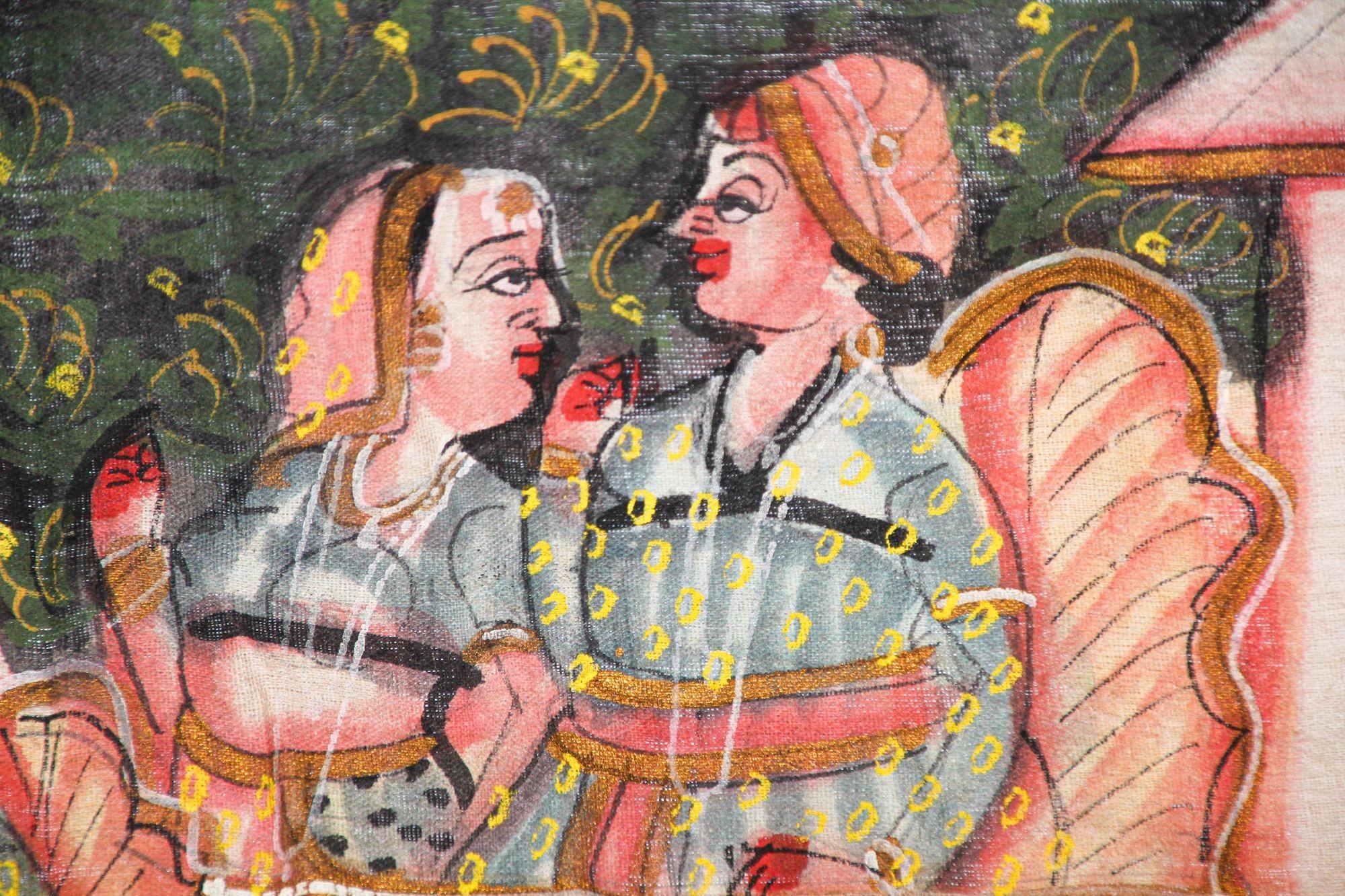 Grande peinture moghol Raj en soie d'une procession royale Maharaja en vente 5