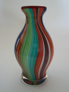 Gran jarrón vintage multicolor de cristal de Murano, Italia, Finales del siglo XX