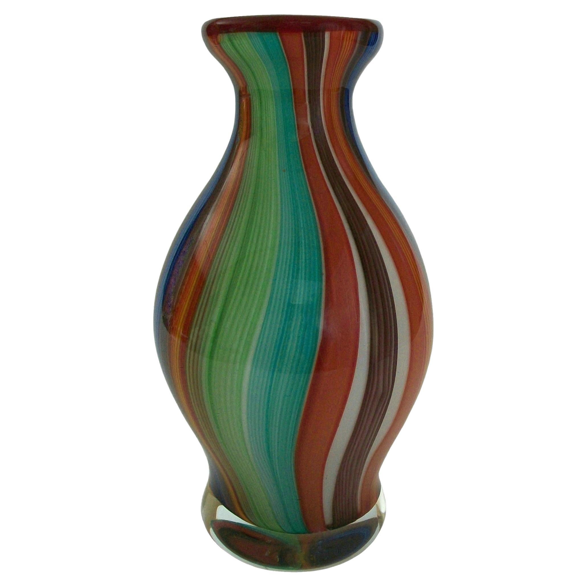 Grand vase vintage en verre de Murano multicolore - Italie - Fin du 20e siècle