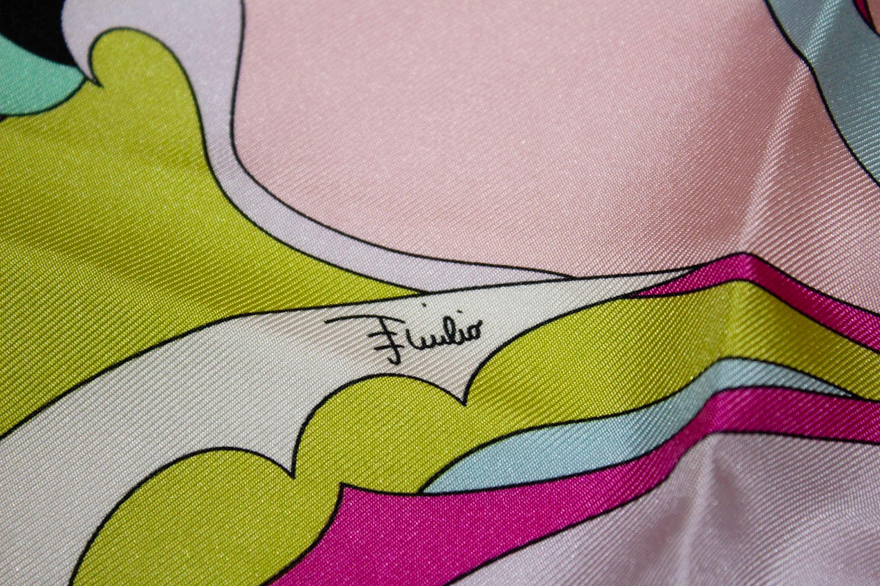 Large  Vintage Multicolour  Pucci Silk Scarf In Good Condition For Sale In London, GB