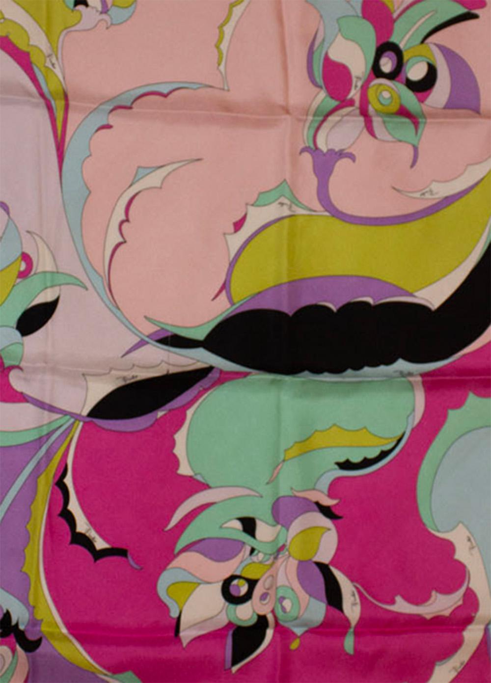Large  Vintage Multicolour  Pucci Silk Scarf For Sale 2