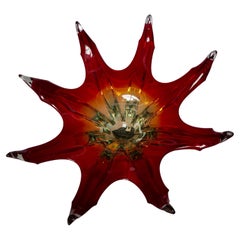 Grand bol vintage en verre d'art de Murano Sommerso rouge, Italie, années 1960