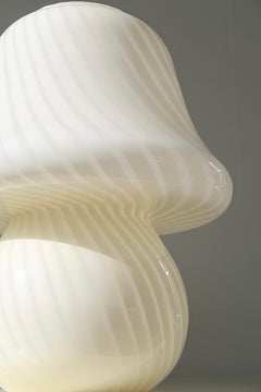 Large Vintage Murano Cream Yellow Swirl Mushroom