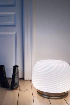 Large Vintage Murano flush mount wall ceiling lamp white glass brass, 1970s