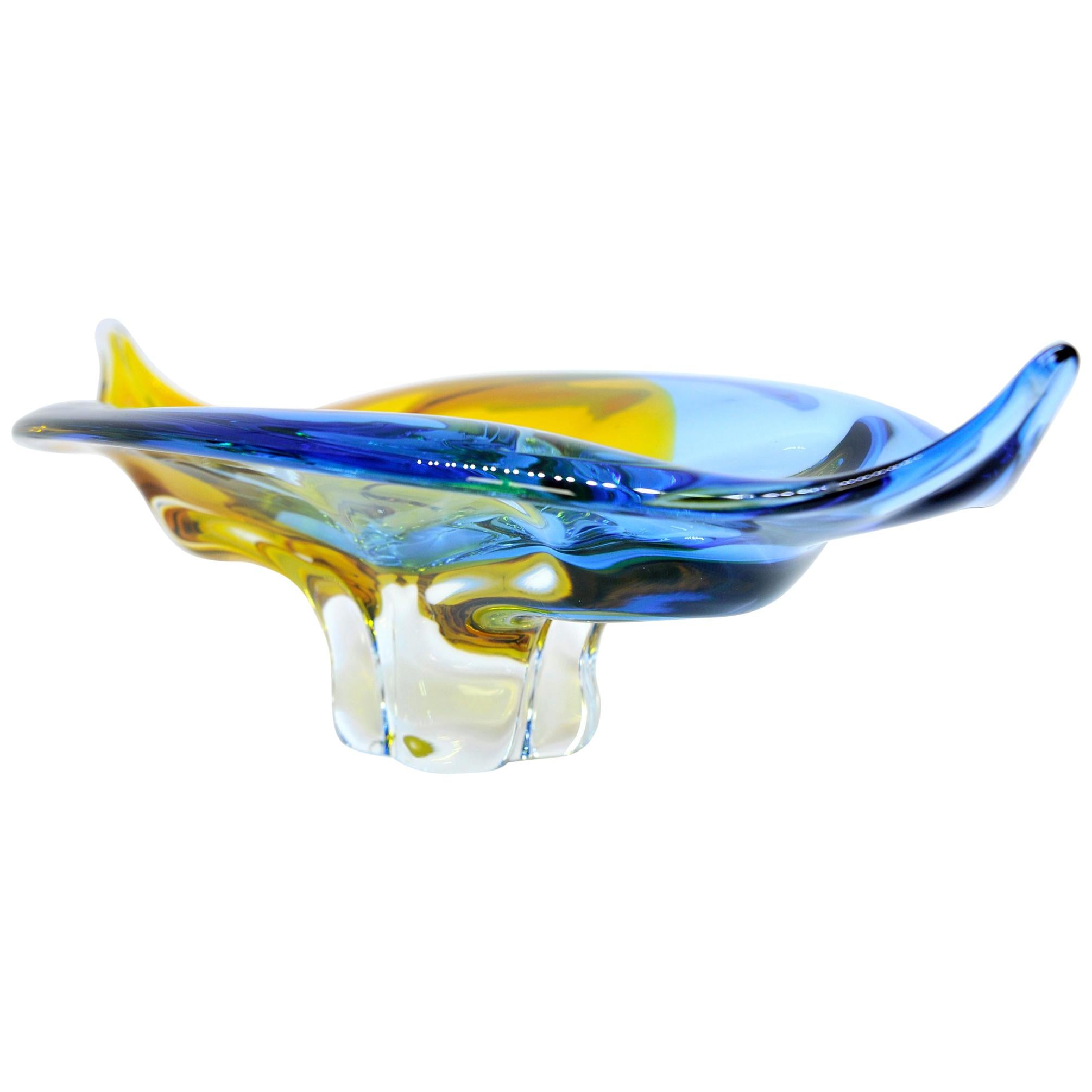 Large Vintage Murano Glass Bowl, 1950s For Sale