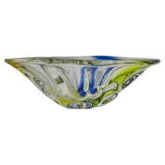 Large Vintage Murano Glass Bowl Oval Organic Shape Italy, 1970s