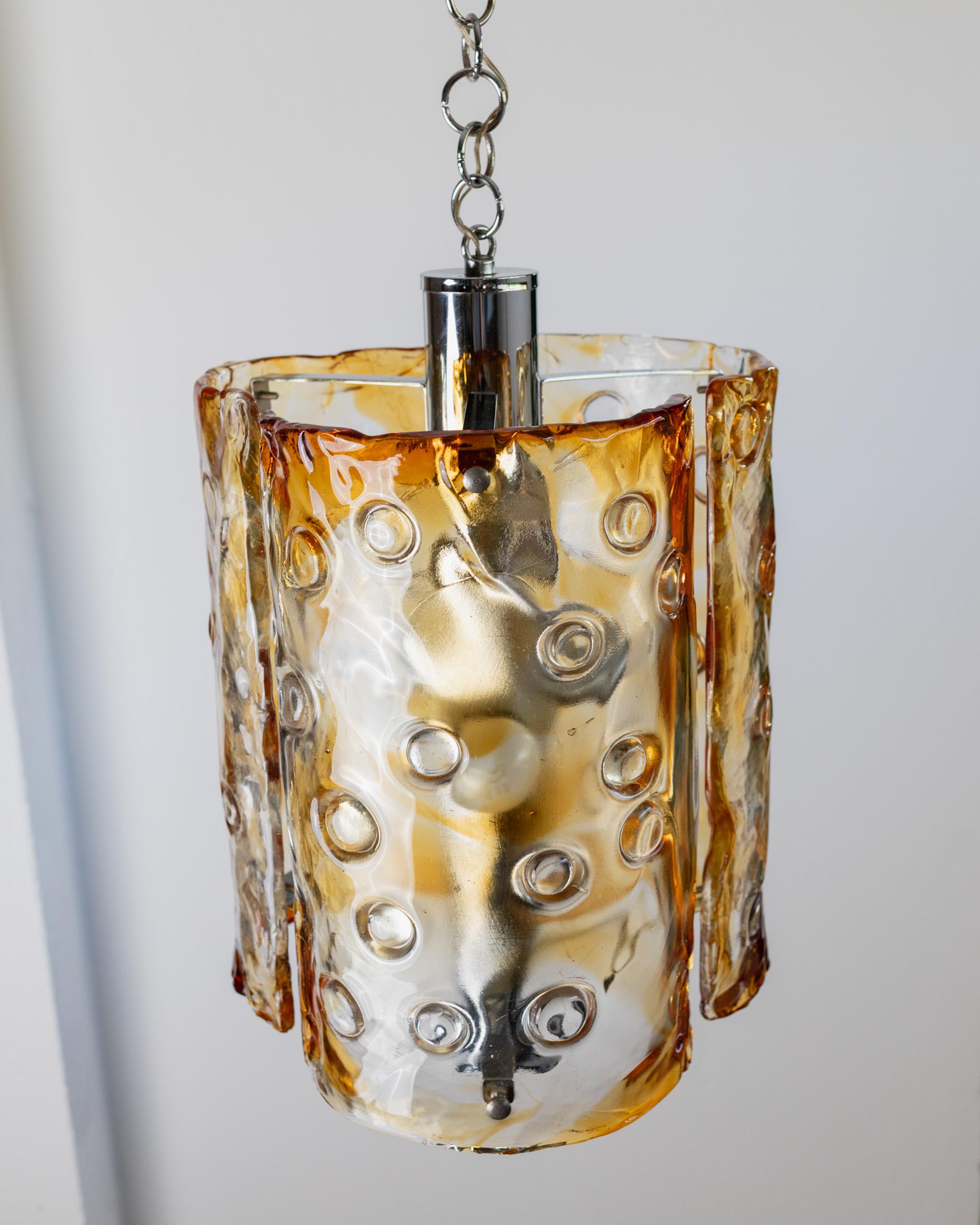 Mid-Century moderno Grande lampada da soffitto vintage in vetro di Murano di Toni Zuccheri per Mazzega Italia anni '70 in vendita