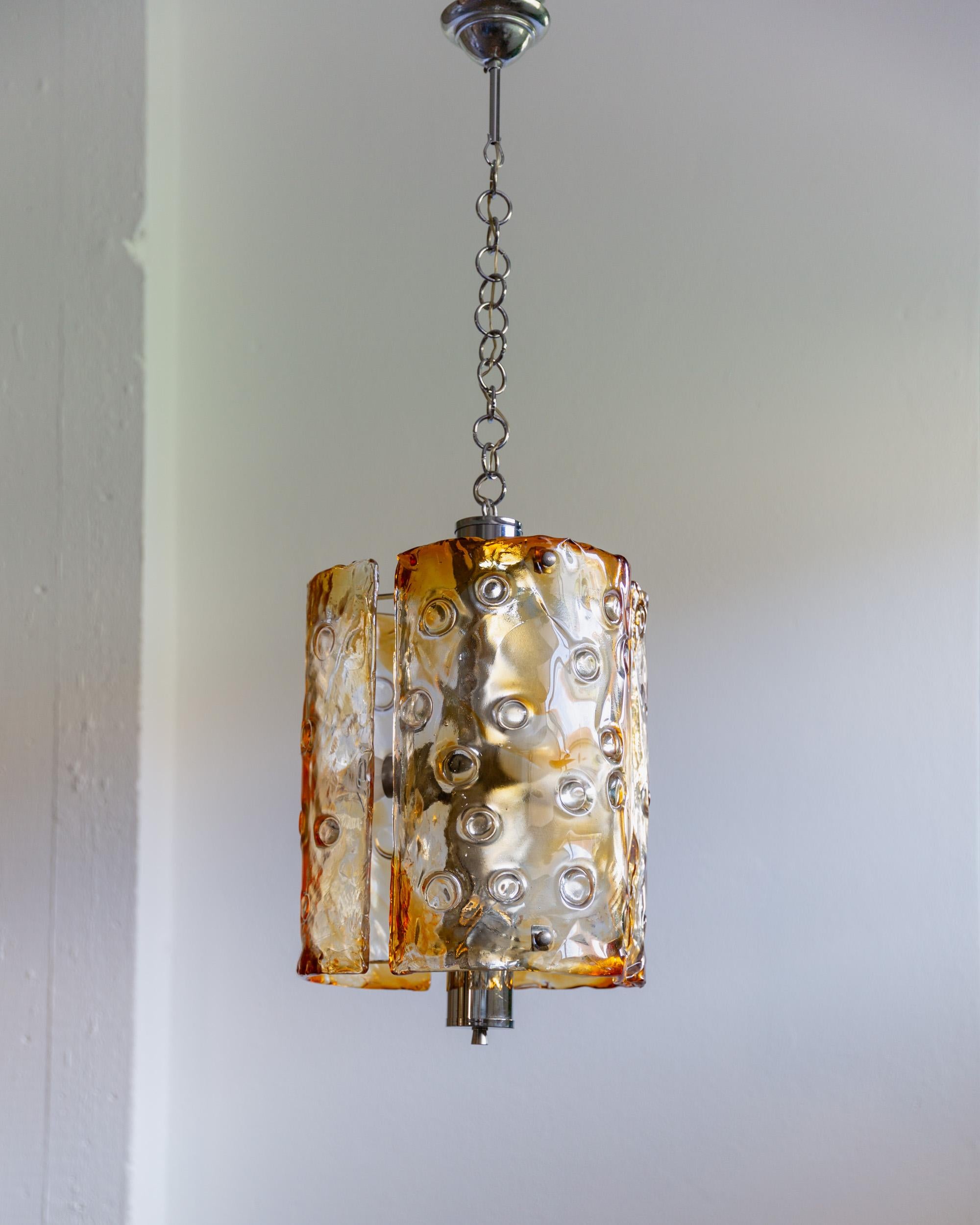 Italiano Grande lampada da soffitto vintage in vetro di Murano di Toni Zuccheri per Mazzega Italia anni '70 in vendita