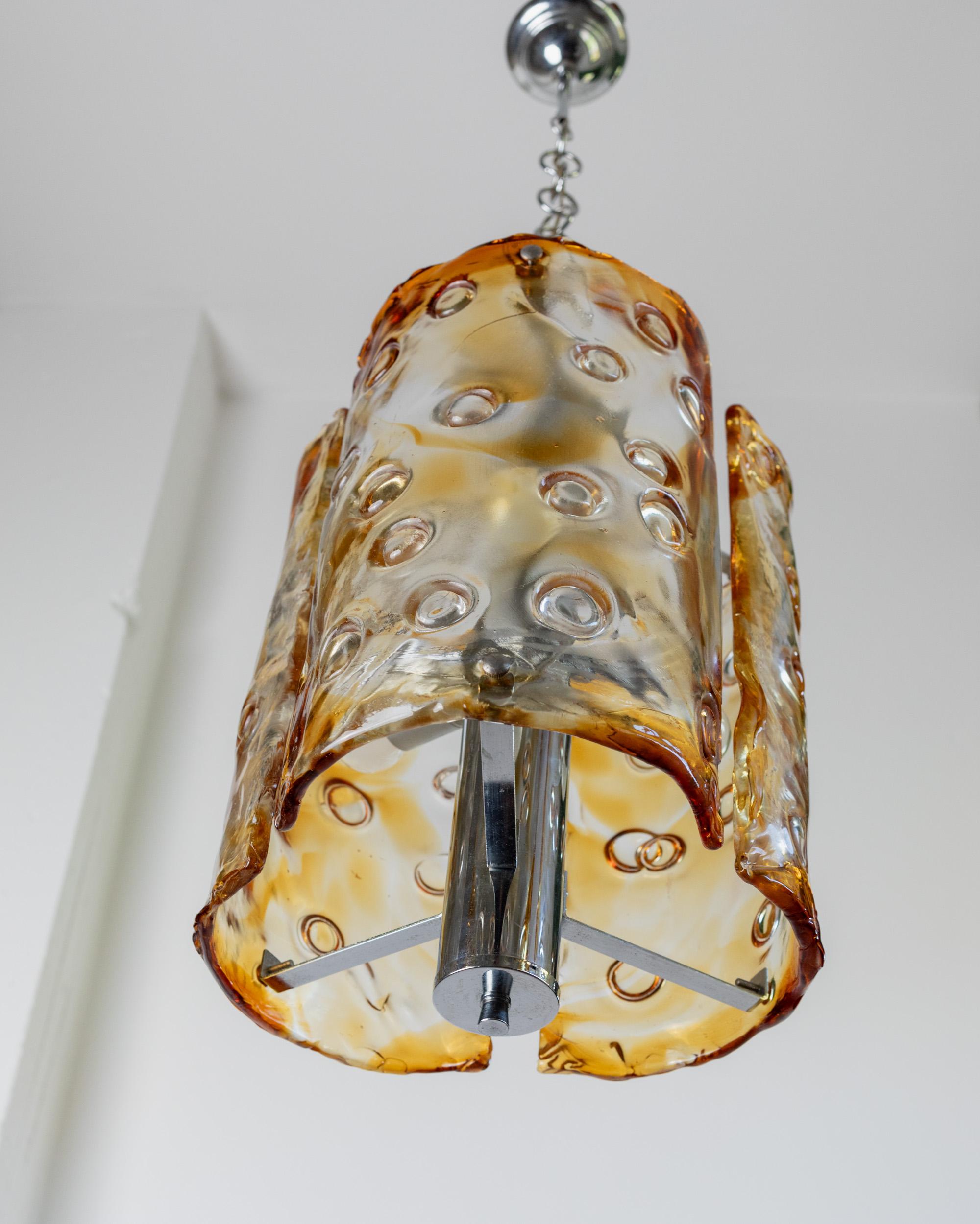 Fatto a mano Grande lampada da soffitto vintage in vetro di Murano di Toni Zuccheri per Mazzega Italia anni '70 in vendita