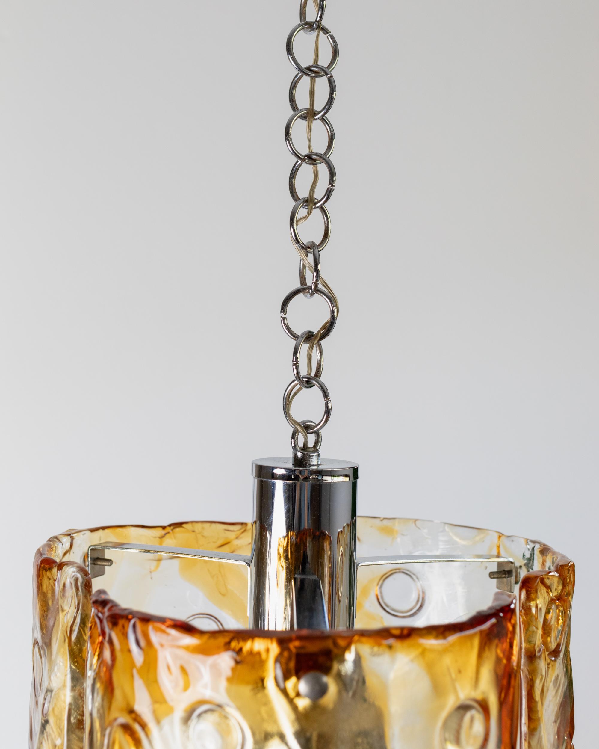 Grande lampada da soffitto vintage in vetro di Murano di Toni Zuccheri per Mazzega Italia anni '70 In condizioni ottime in vendita a Montecalvoli, IT