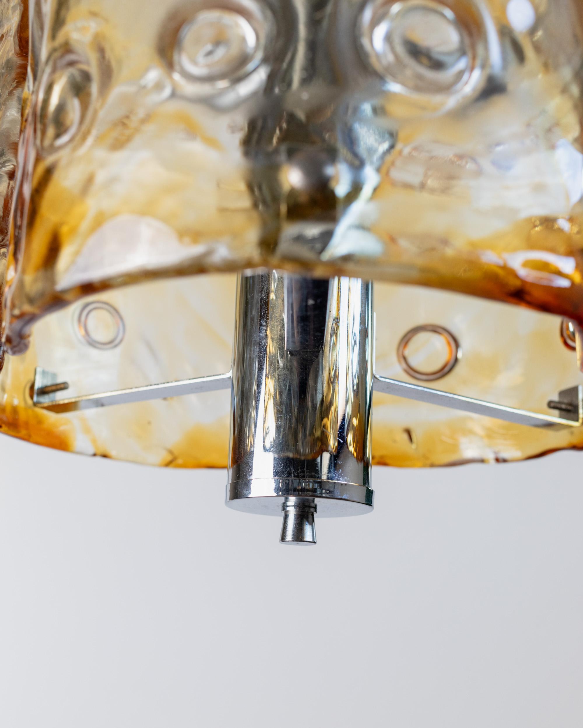 Fine XX secolo Grande lampada da soffitto vintage in vetro di Murano di Toni Zuccheri per Mazzega Italia anni '70 in vendita