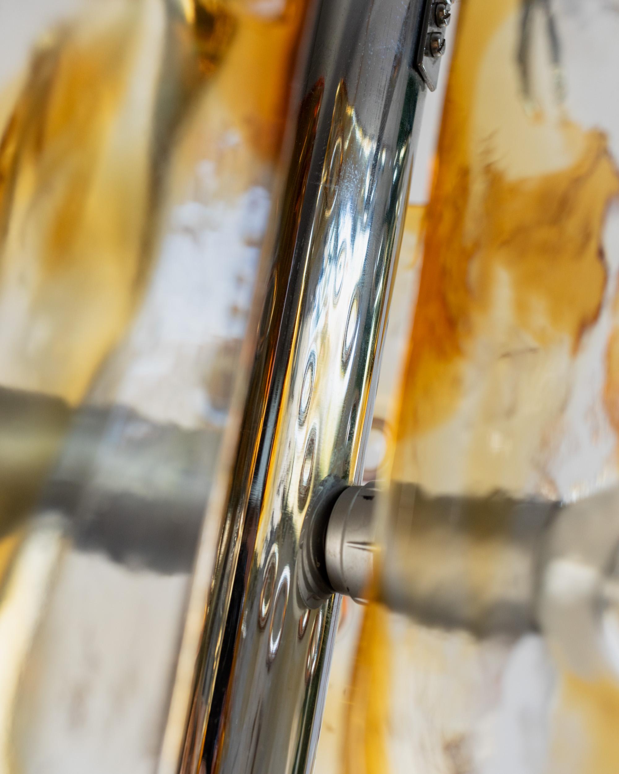 Metallo Grande lampada da soffitto vintage in vetro di Murano di Toni Zuccheri per Mazzega Italia anni '70 in vendita